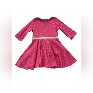 Mini Boden Size 5-6 Years Pink with Gold Foil Stars Twirl Dress